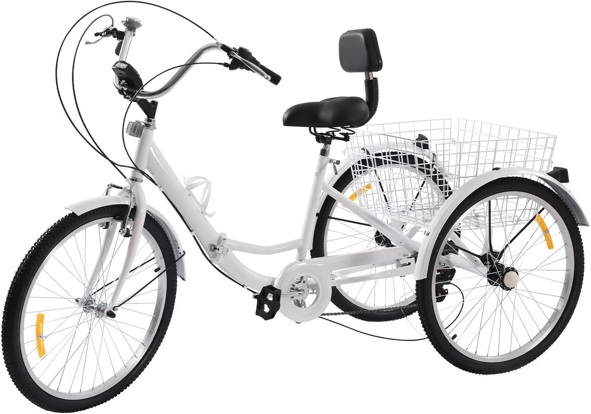 Opvouwbare Driewieler - Volwassen Tricycle - Vrije Tijd - Carbon Stalen Frame - 24 Inch - Wit Driewieler kopen online
