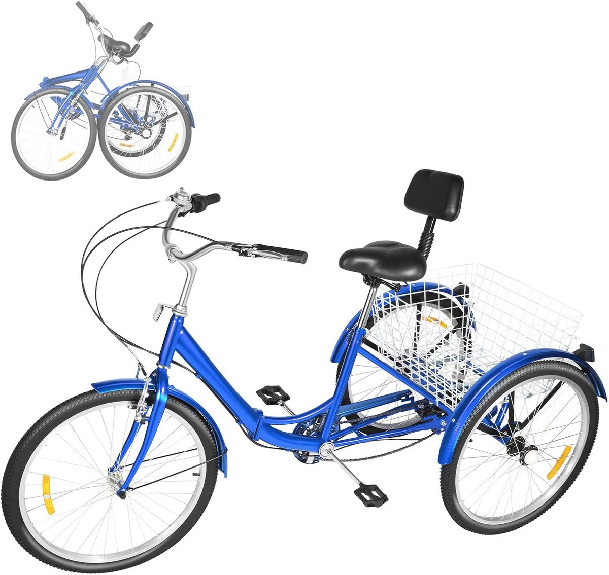 Opvouwbare Driewieler voor Volwassenen - 24 inch, 7 Versnellingen, Ideaal voor Ouderen en Beginners Driewieler kopen online
