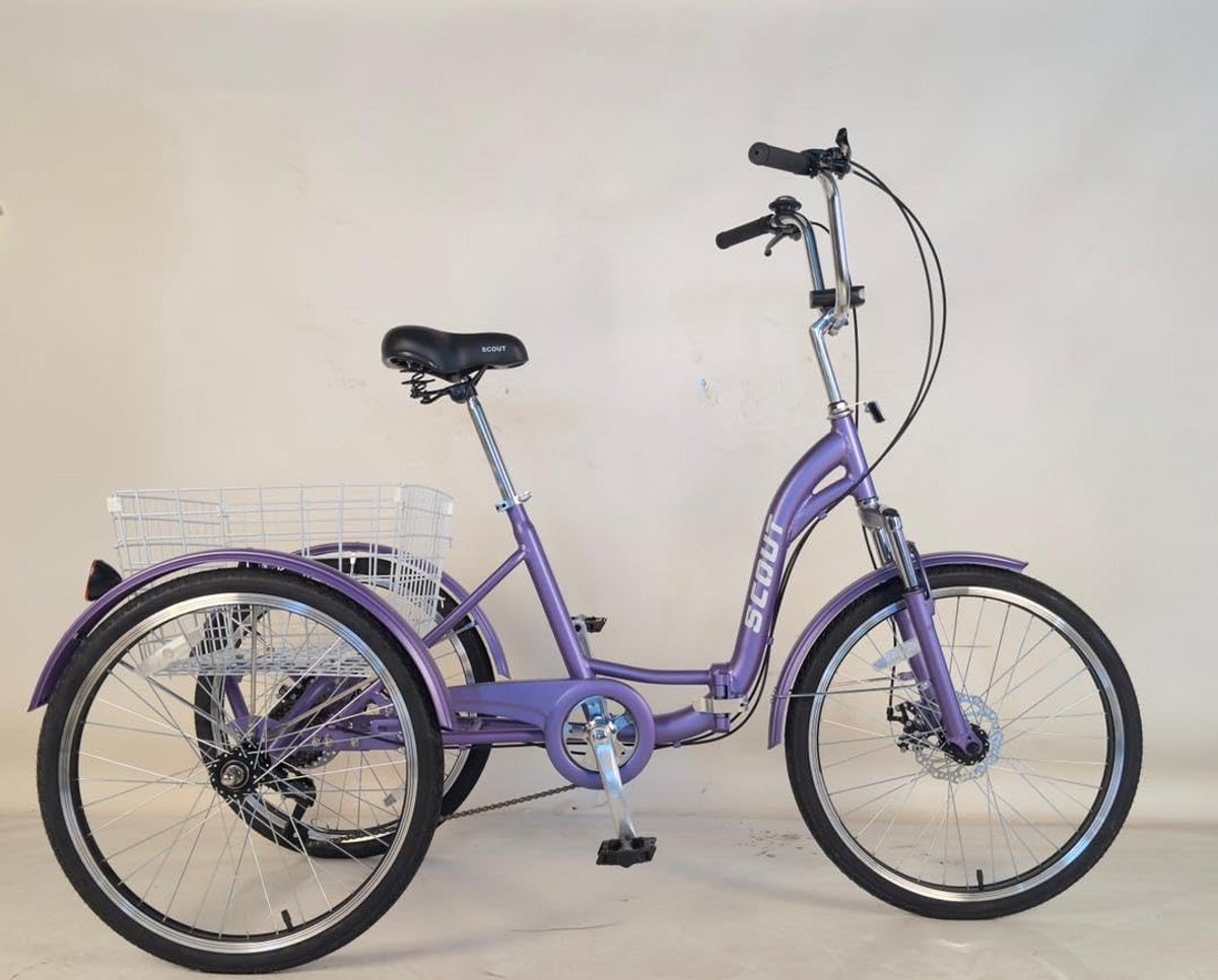 opvouwbare driewieler voor volwassenen 24 inch wielen en 6 versnellingen