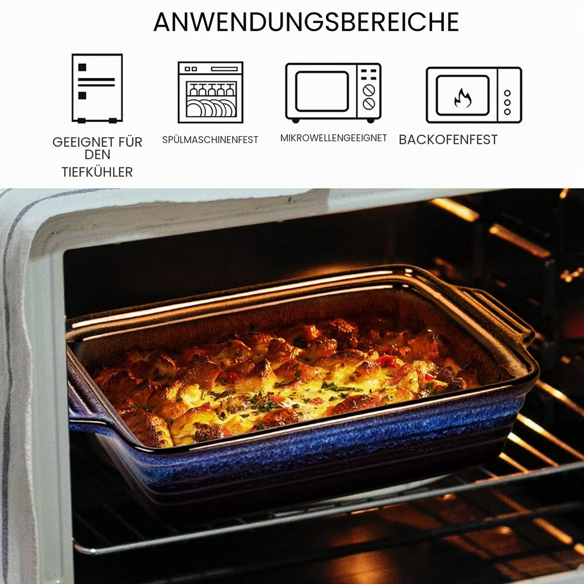 ovenschaal van keramiek met deksel rechthoekige bakvormen 39 x 24 x 9 cm steengoed taartvorm groot 3000 ml