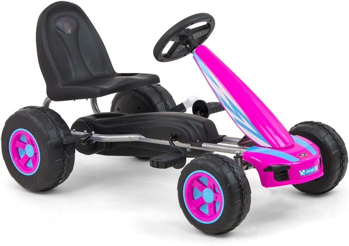 pedaal skelter kindervoertuig go kart buiten spelen verstelbare stoel 87x46x48 cm roze