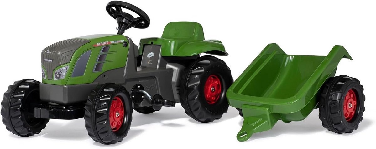 Pedaal Traptractor - Kinder tractor - Buiten spelen - Met aanhanger - 134 cm lang - Groen Speelgoedkruiwagen kopen online