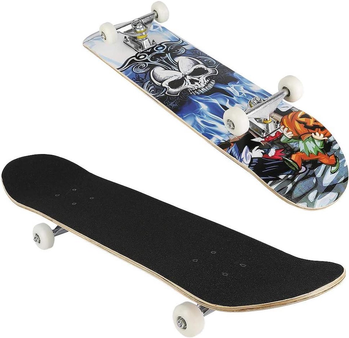 Penny Board - Skateboard Unisex - Vrije Tijd - 7 Laags Esdoorn - 79 cm - Skull Patroon Skateonderdeel kopen online