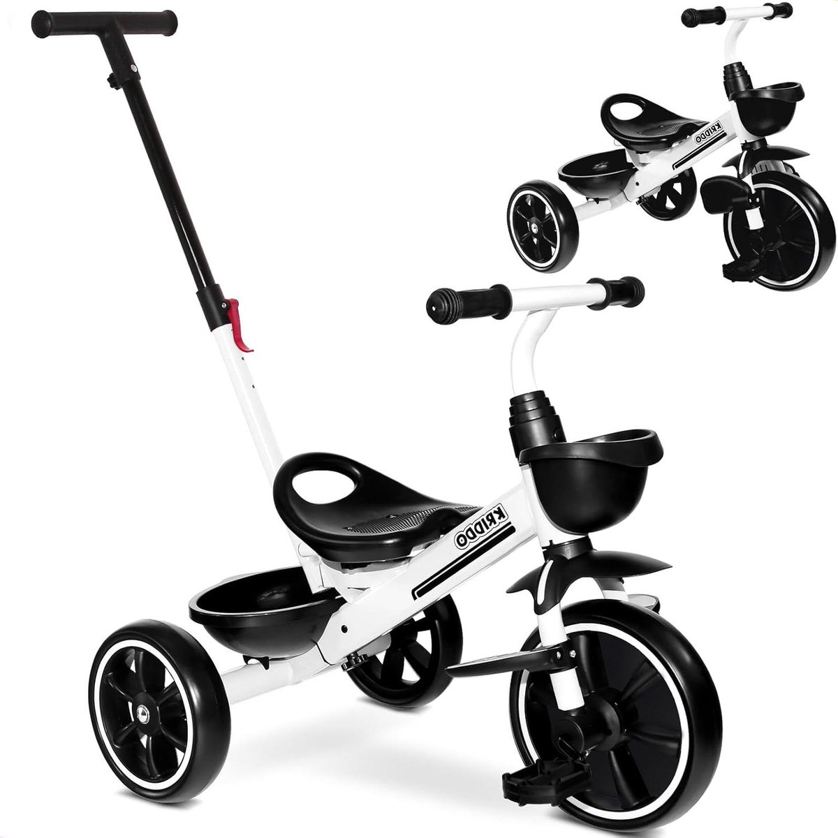 Peuter Driewieler - Kinderfiets - Buiten Spelen - Verstelbare Duwstang - 78 x 46 x 96 cm - Wit Driewieler kopen online
