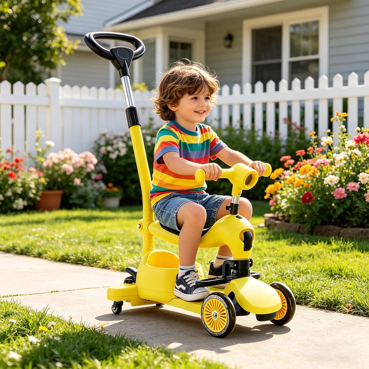 Peuter Driewieler - Kinderscooter - Buiten Spelen - 3-in-1 Ontwerp - 58 x 34 x 19.5 cm - Geel Driewieler kopen online