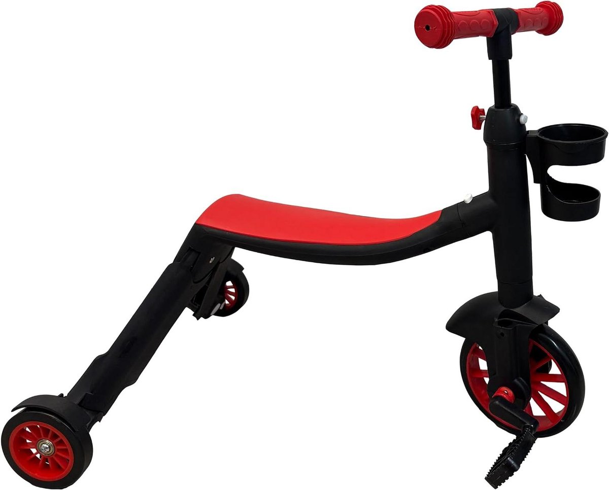 peuter driewieler loopfiets kinderfiets actief spelen 7 in 1 multifunctioneel 65x45cm rood