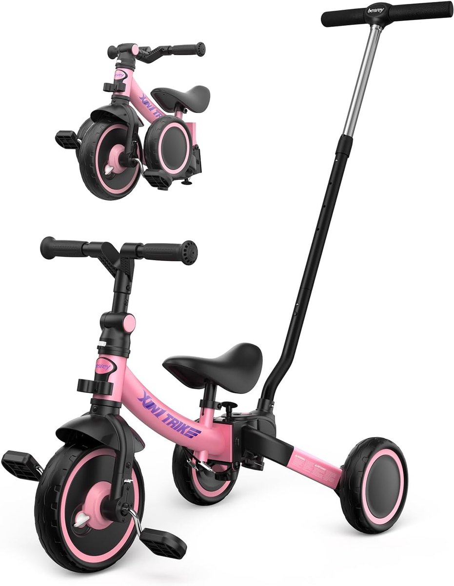 Peuter Driewieler - Loopfiets Kinderfiets - Ontwikkeling Balans Leren - 5-in-1 Modellen - Verstelbaar - Roze Driewieler kopen online