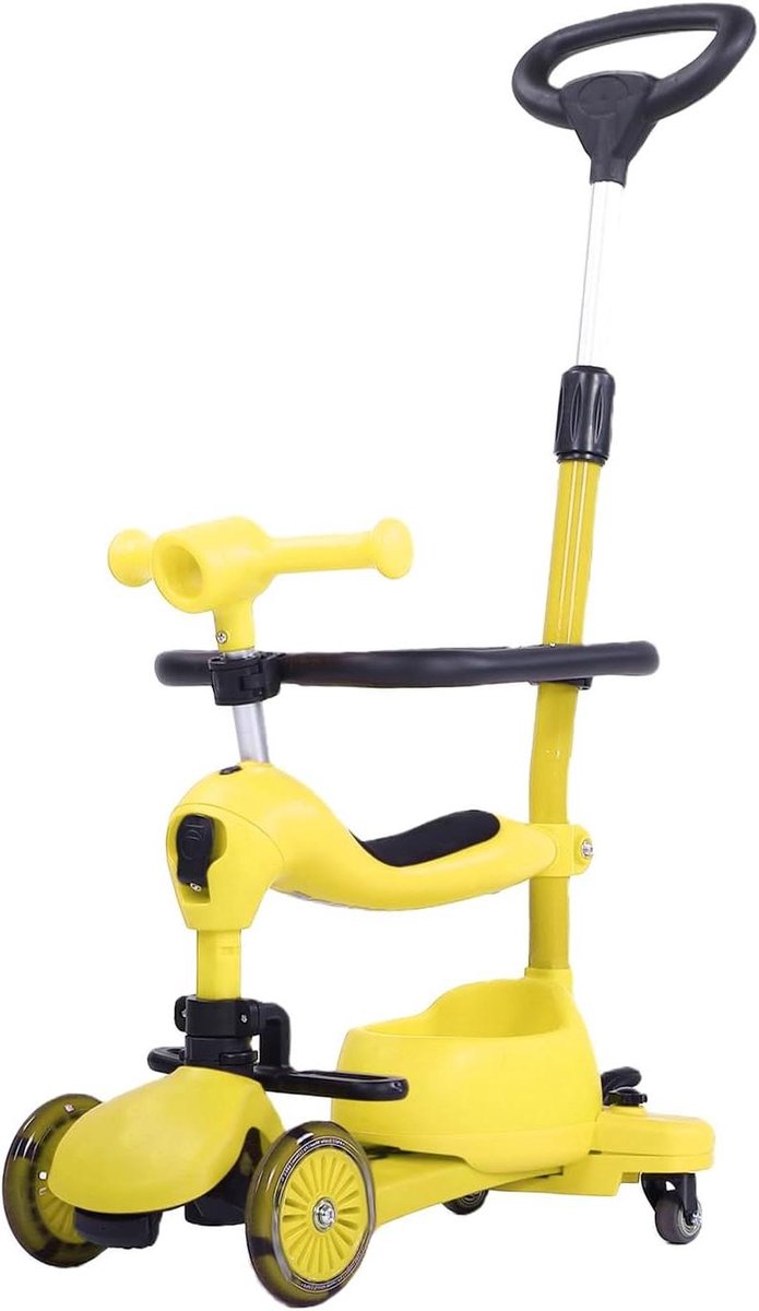 Peuterfiets 3-in-1 Driewieler - Loopfiets Kinderfiets - Buiten Spelen - Opvouwbaar Ontwerp - 58 x 34 x 19.5 cm - Geel Driewieler kopen online