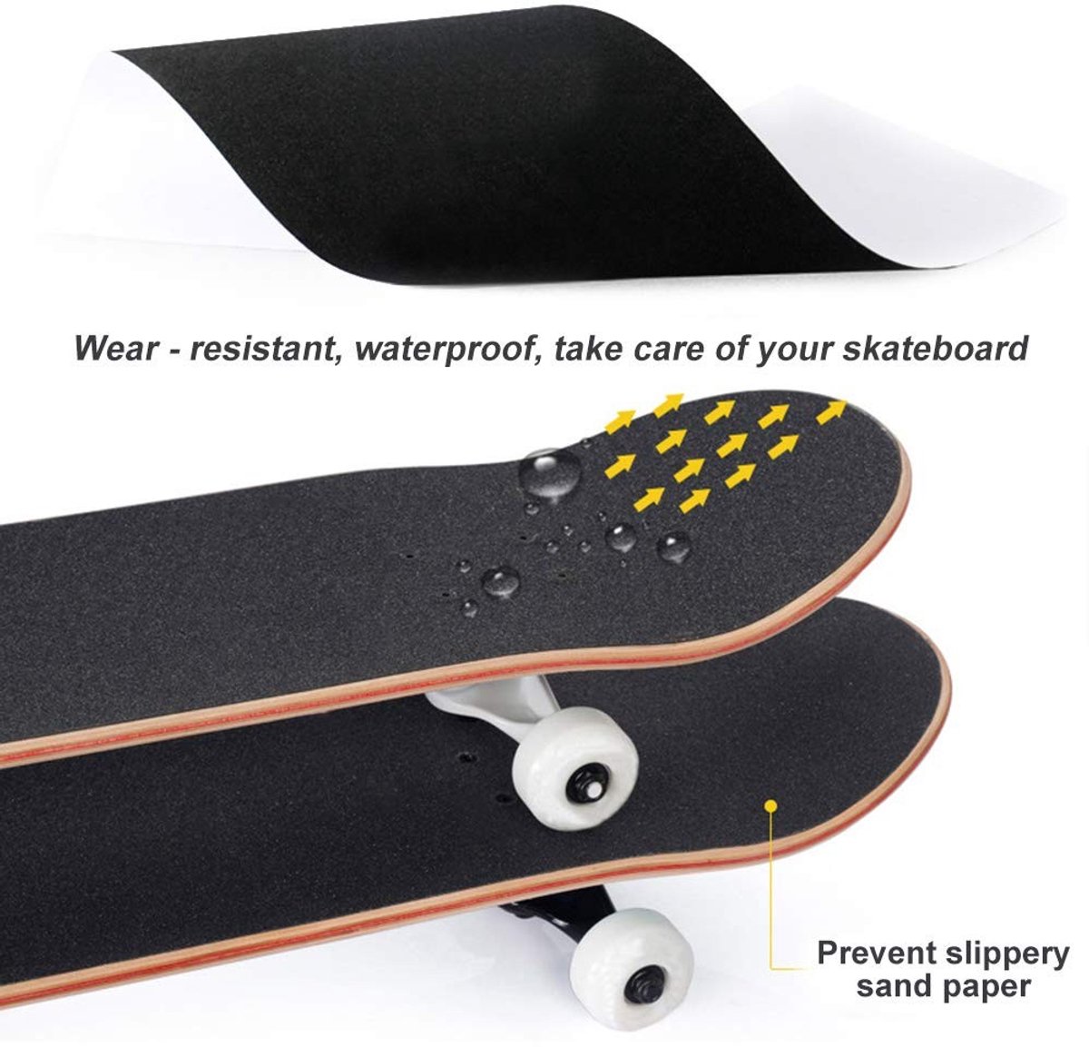 Professionele Anti-Slip Skateboard Grip Tape voor Longboards en Stairs, Perforated Sandpaper zonder Bubbles, Ideaal voor Rollers en Pedalen (Zwart) Longboard kopen online
