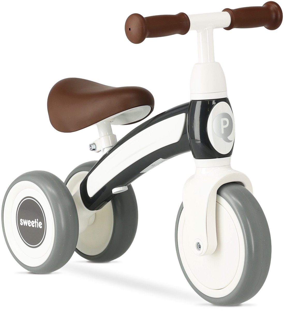 qplay sweetie loopfiets driewieler 1 3 jaar peuterfiets grijs