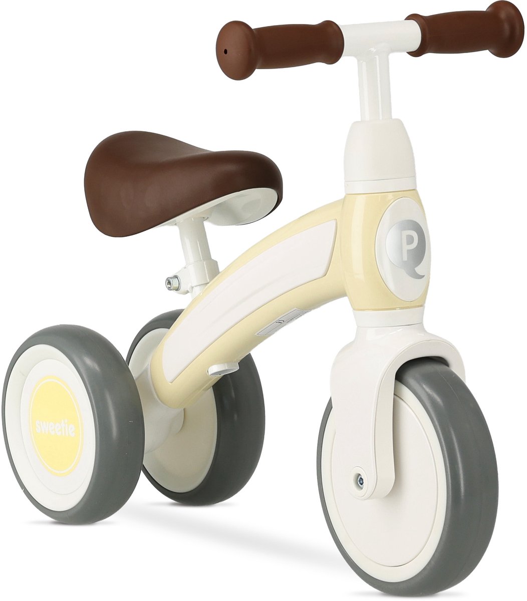 qplay sweetie loopfiets driewieler 1 3 jaar peuterfiets yellow