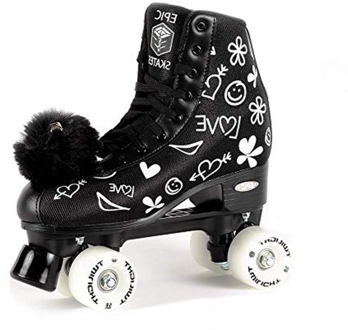 Quad Rolschaatsen - Schaatsen Skates - Buiten schaatsen - Oplichtende wielen - EU 35 - Zwart/Wit Rolschaatsen kopen online