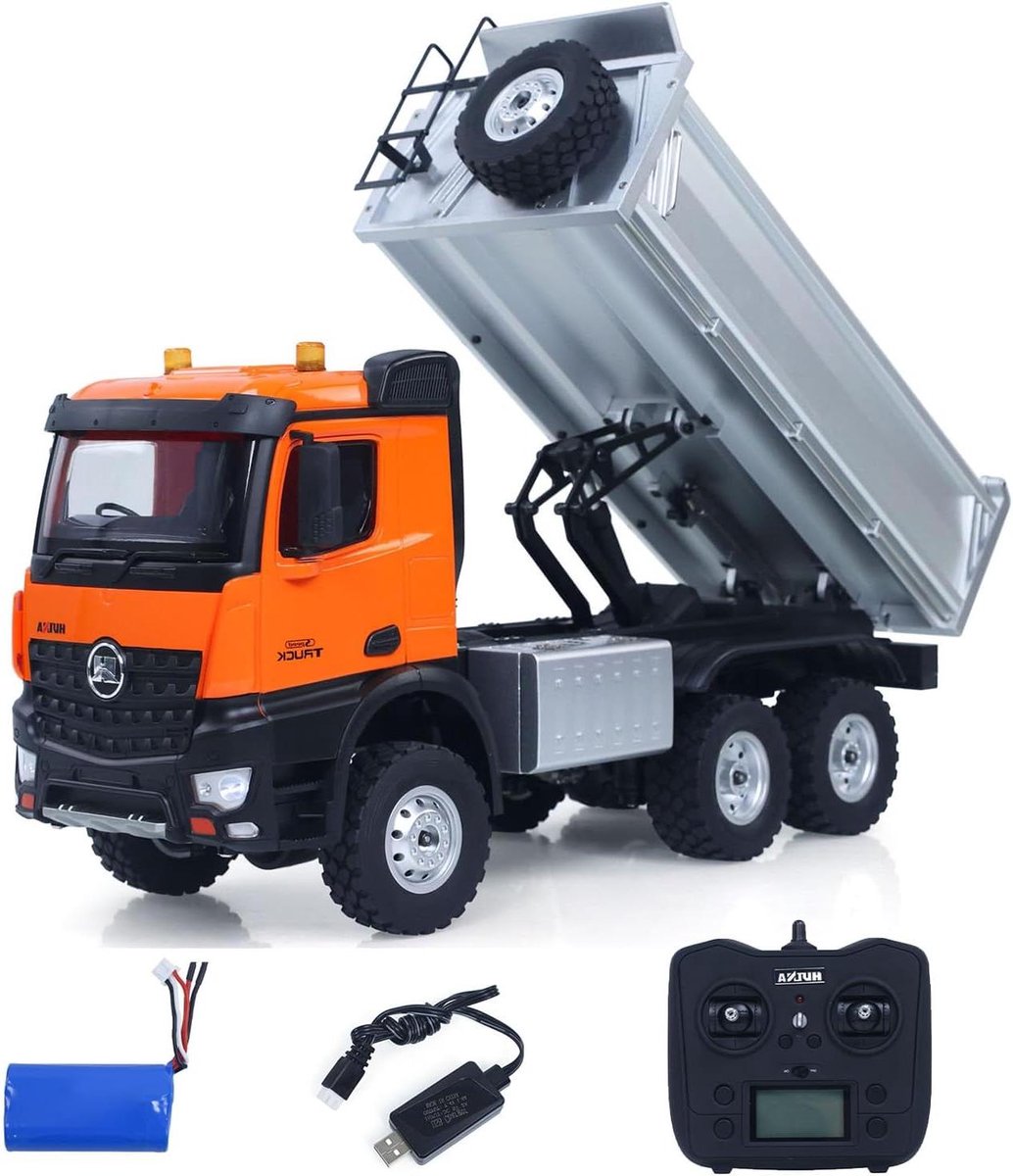 RC Dumper Model - Bouwvoertuig Speelgoed - Buitenspelen Tuin - Metaal Laadbak - 55.9 cm Lengte - Oranje Speelgoedkruiwagen kopen online