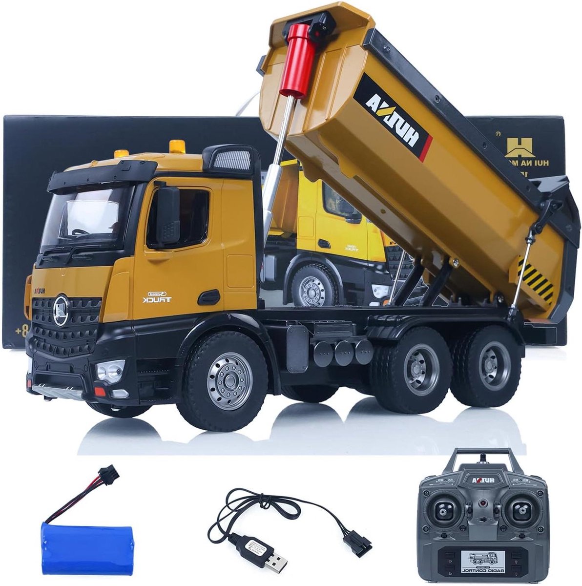 RC Kiepwagen - Afstandsbestuurbare Truck - Buitenspelen - Metaal en Kunststof - 435mm x 150mm x 185mm - Geel Speelgoedkruiwagen kopen online