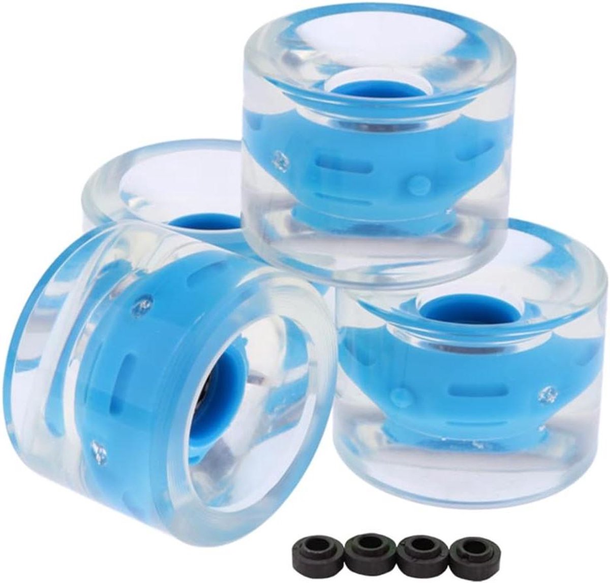 Reserve wielen - Skateboard wielen - Recreatief skateboarden - Knipperend PU materiaal - 60 x 45 mm - Zie afbeelding Skateonderdeel kopen online