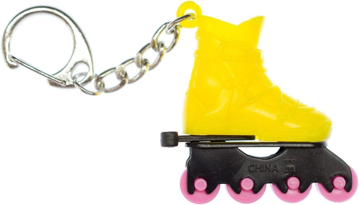 Rollerskates, rolschaatsen, inlineskates, sleutelhanger, geel - handgemaakt modesieraad, sleutelhanger, sleutelhanger, geel, 40mm Rolschaatsen kopen online