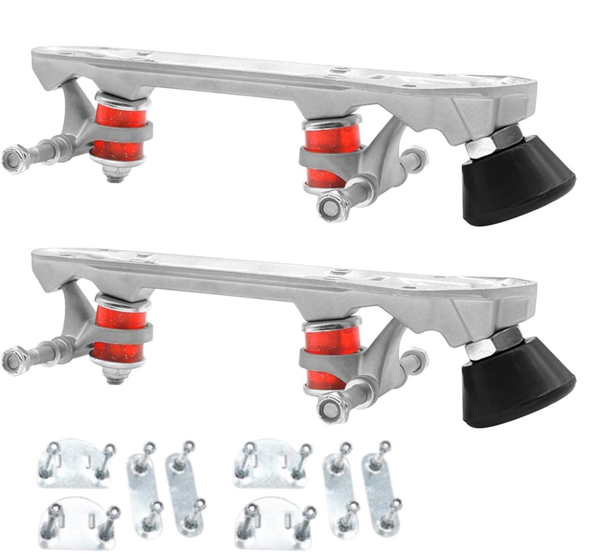 Rolschaats Onderstel - Dubbele Rij - Stabiliteit Verbeteren - Aluminium Constructie - Diverse Maten - Zilver Skateonderdeel kopen online