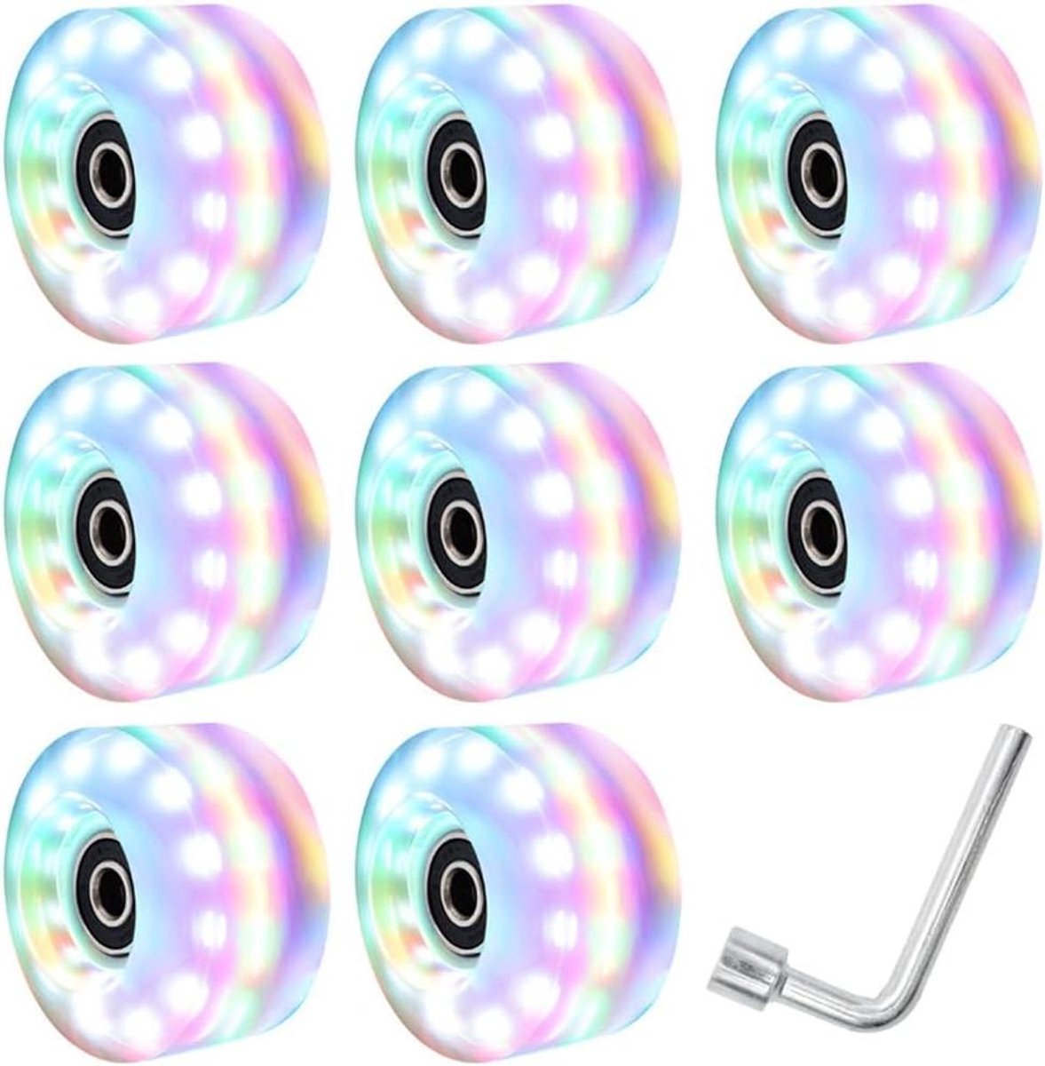 Rolschaats Wielen - Dubbele Rij - Buiten Skateplezier - Zes Lichtjes - 58x32mm - Kleurrijk Rolschaatsen kopen online