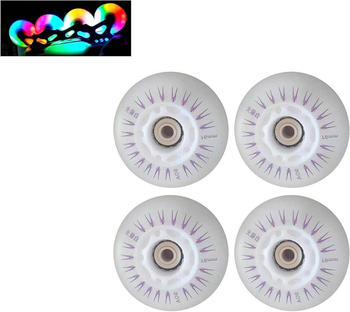 Rolschaats Wielen - LED Wielen Skates - Skaten in Donker - Zelfoplichtend - 80 mm - Multicolor Rolschaatsen kopen online