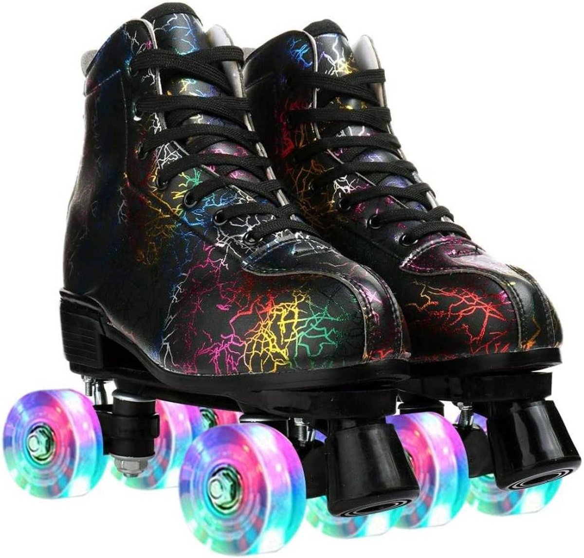 Rolschaatsen Dubbele Rij - Vier Wielen - Indoor Skaten - ABEC 5 Lagers - 54mm Wielen - Bliksem Zwart Rolschaatsen kopen online