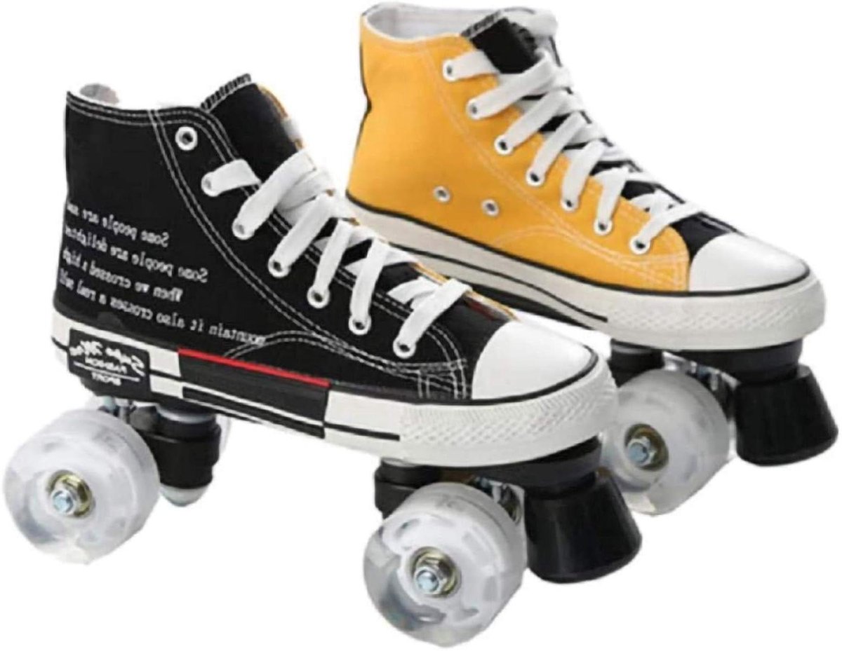 Rolschaatsen, Klassieke Canvas Quad Skates Voor Heren En Dames, Comfortabele Dubbele Rij Hoge Rolschaatsen Voor Indoor Outdoor Kinderen Beginners Rolschaatsen kopen online