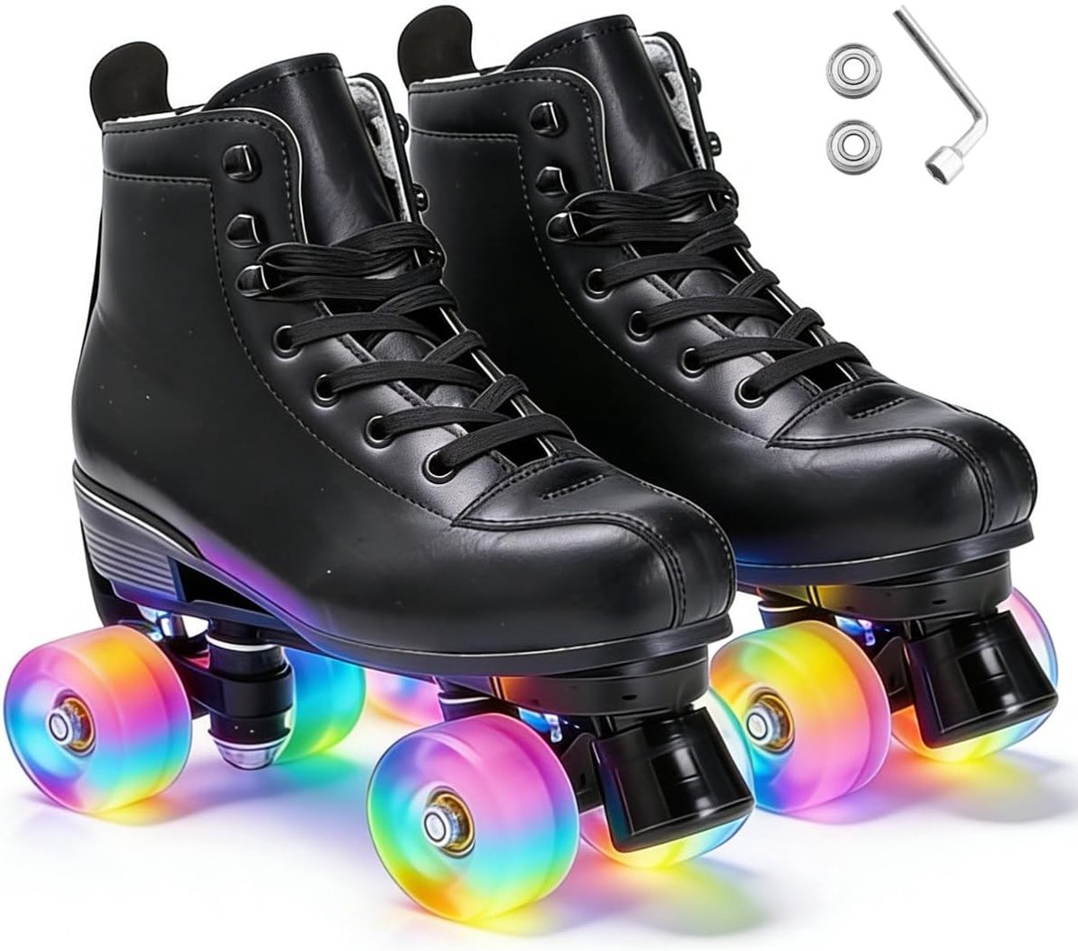 rolschaatsen met 4 wielen parallelle skates met lichtgevende wielen klassieke high top rolschaatsen voor volwassenen meisjes kinderen beginners maat 37 43