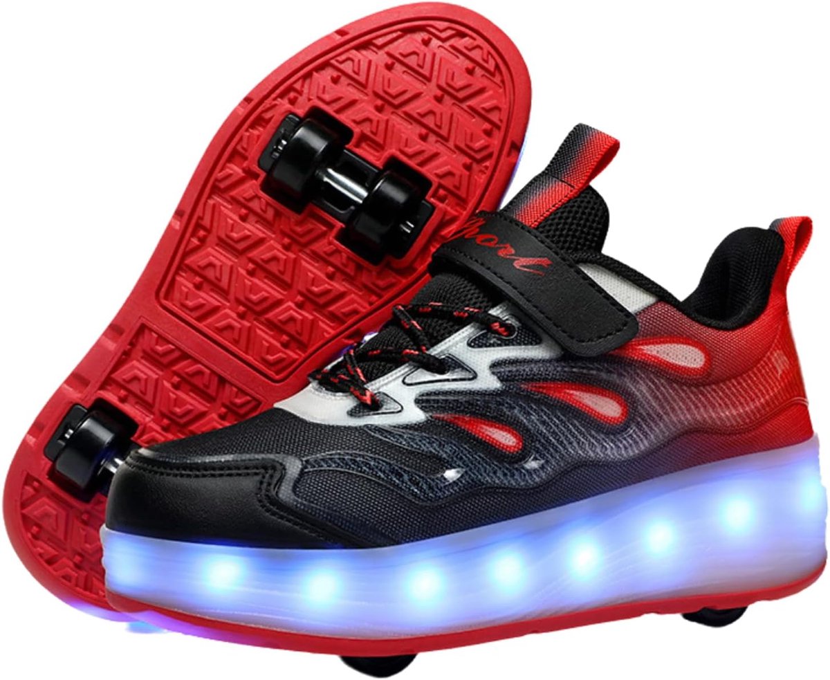 rolschoenen kinderen rolschaats sneakers actief buiten spelen intrekbare wielen maat 29 40 roze wit rood