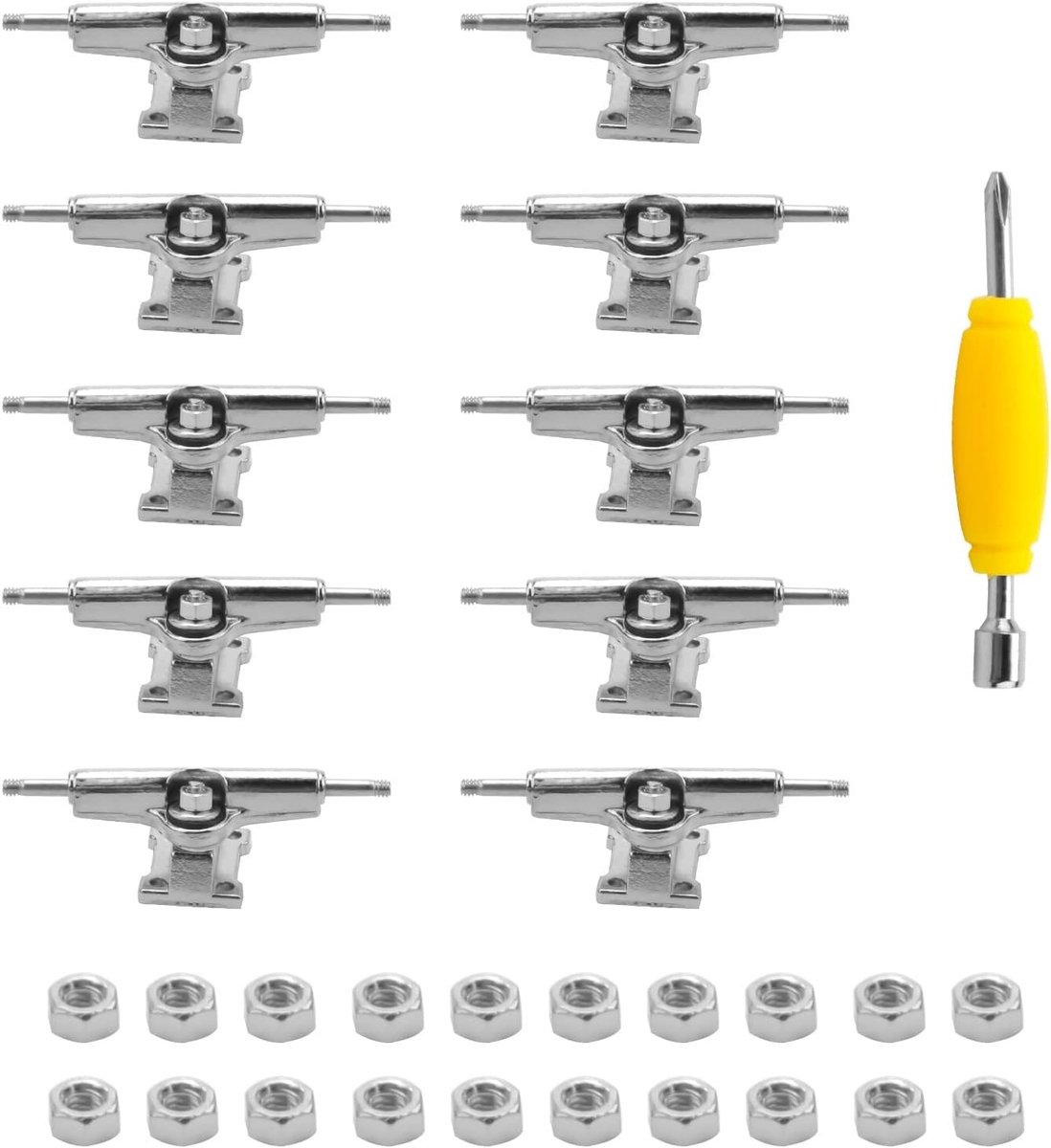 set van 10 fingerboard trucks van 29mm met moeren en sleutel voor finger skateboards en accessoires