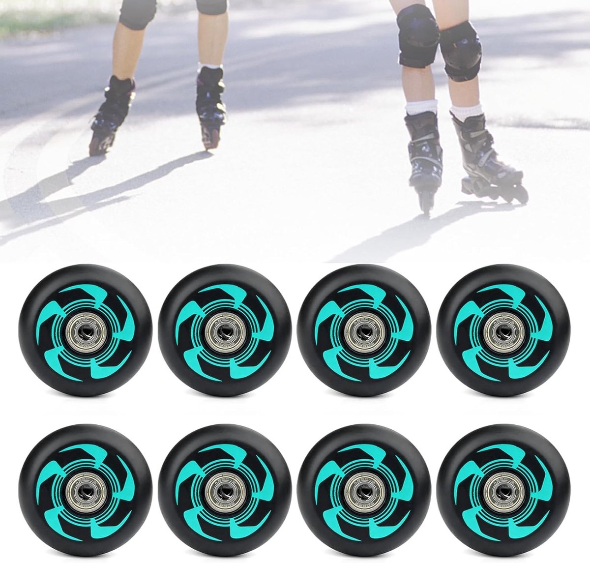 set van 8 inline skate wielen 80mm en 76mm 90a met abec 9 lagers voor binnen en buiten geschikt voor rollerskate activiteiten