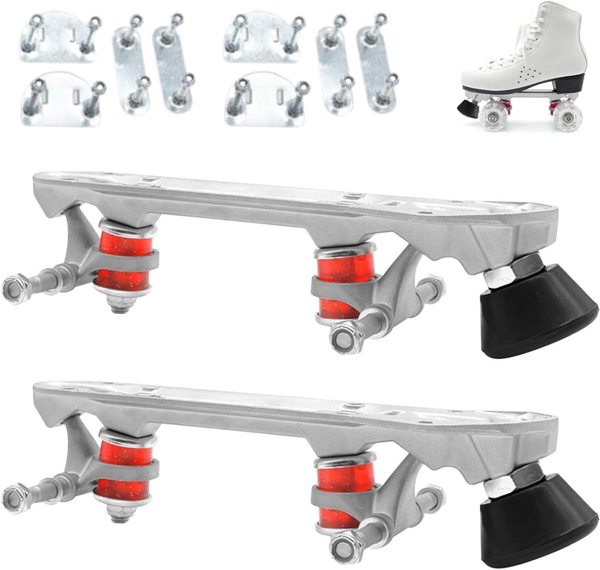 Skate Plaat - Dubbele Rij - Rolschaatsen Verbeteren - Aluminiumlegering Constructie - 30 x 19 x 6.5 cm - Zwart/Rood Skateonderdeel kopen online