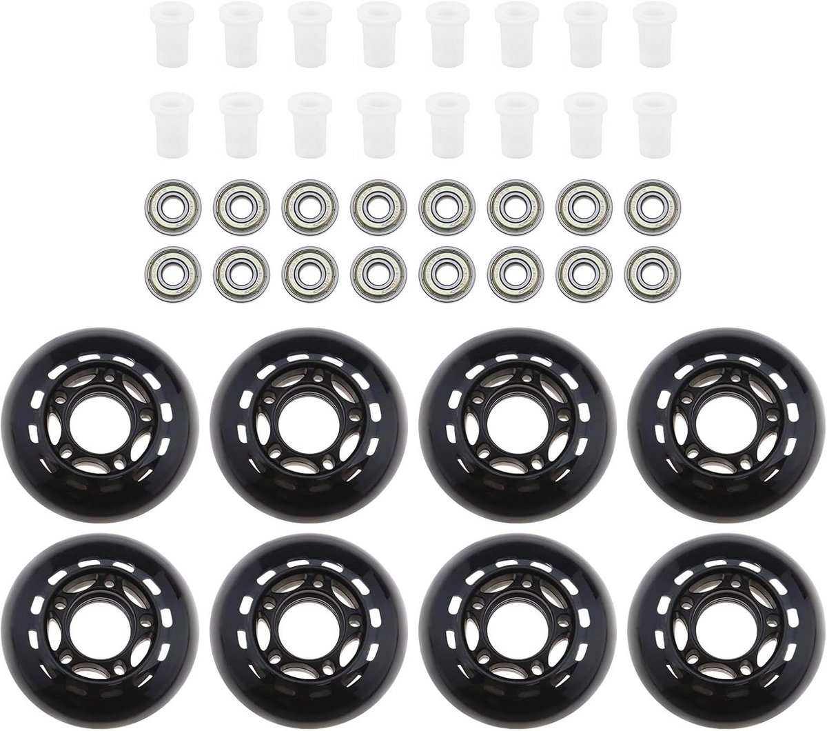skate wielen roller skate onderdelen binnenshuis gebruik stille beweging 64mm 8 stuks zwart