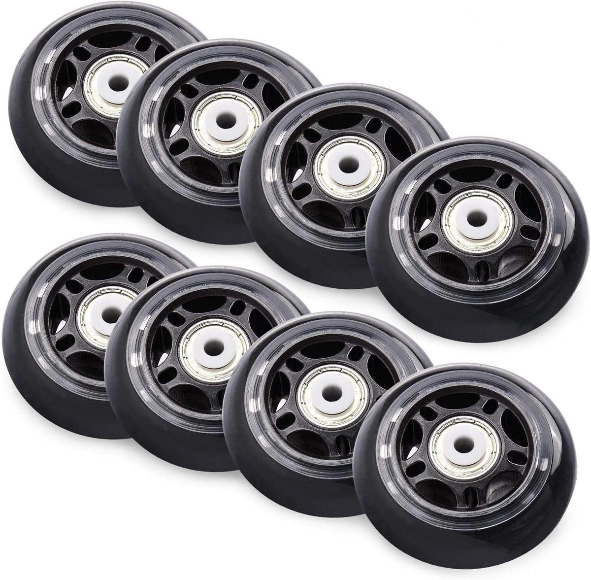 Skate Wielen - Rollerblade Onderdelen - Recreatief Skaten - Met Lagers - 70mm 82A - Zwart Skateonderdeel kopen online