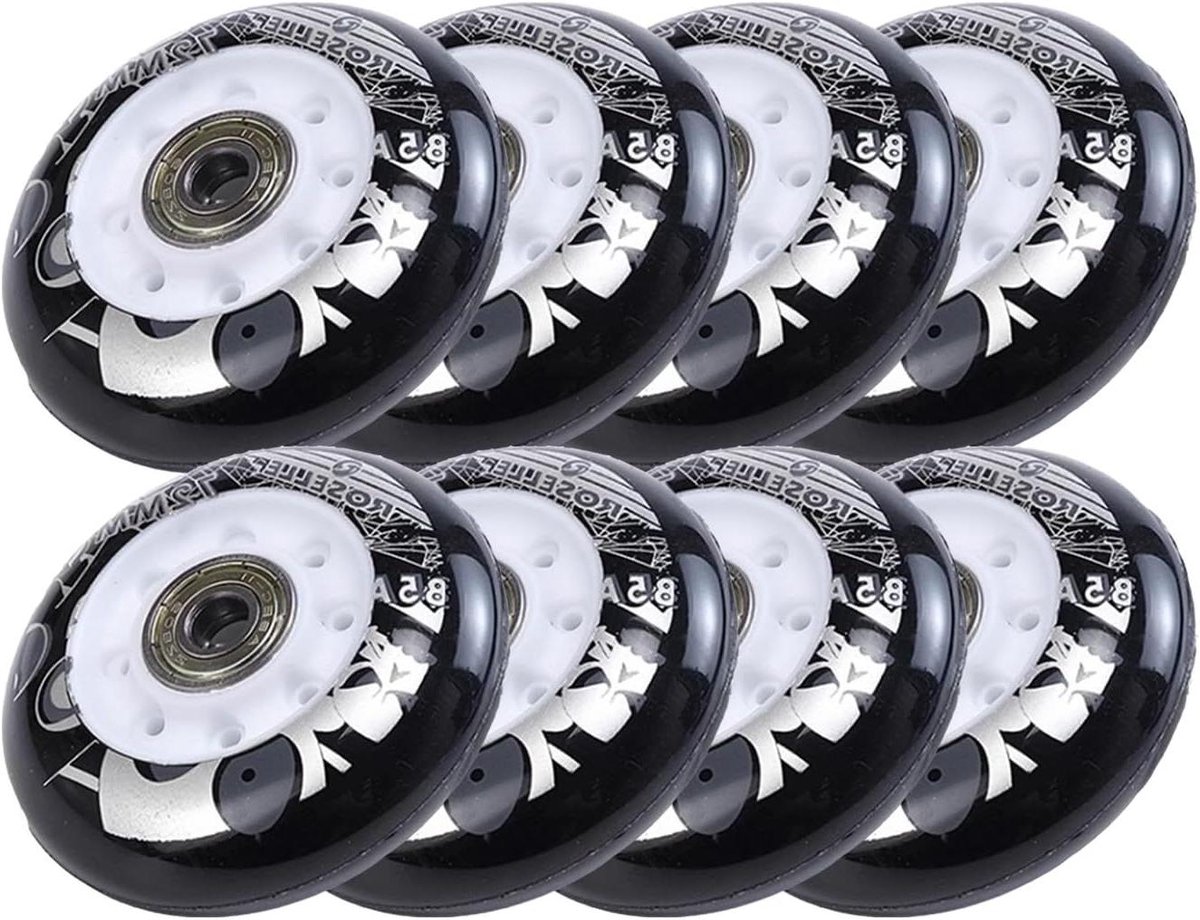 skate wielen rolschaats wielen straatschaatsen duurzaam pu materiaal 8 pack 80 mm zwart