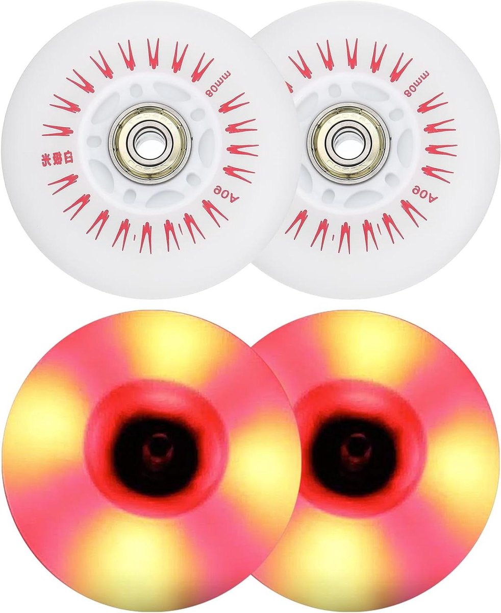 Skate Wielen - Verlichte Wielen - Avond Skaten - LED Verlichting - 80mm 4 Stuks - Rood Skateonderdeel kopen online