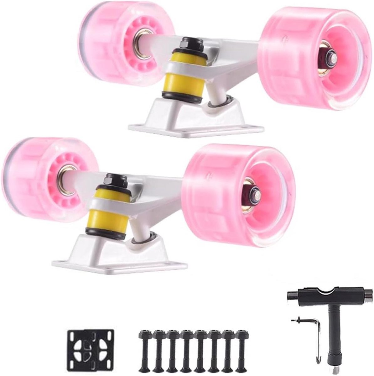 skateboard assen set wielen en lagers street cruisen flash led wielen 60 mm wielen roze