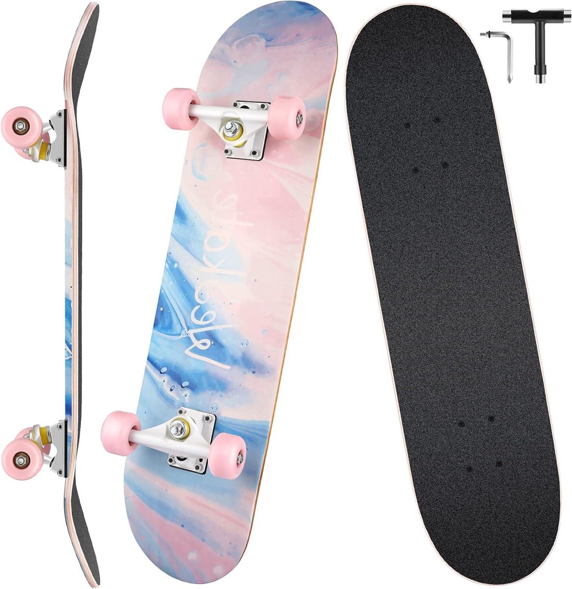 Skateboard beginners - Complete rolplank - Straat en park - 7-laags esdoorn dek - 70 x 20 cm - Esdoornroze Skateonderdeel kopen online