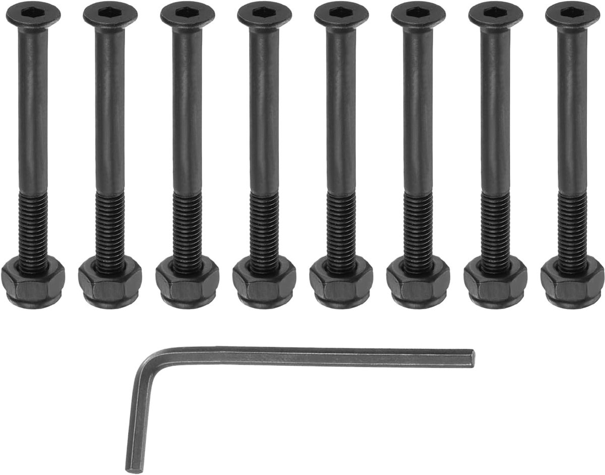 skateboard bouten onderdelen set board reparatie inclusief sleutel 2 inch lengte zwart