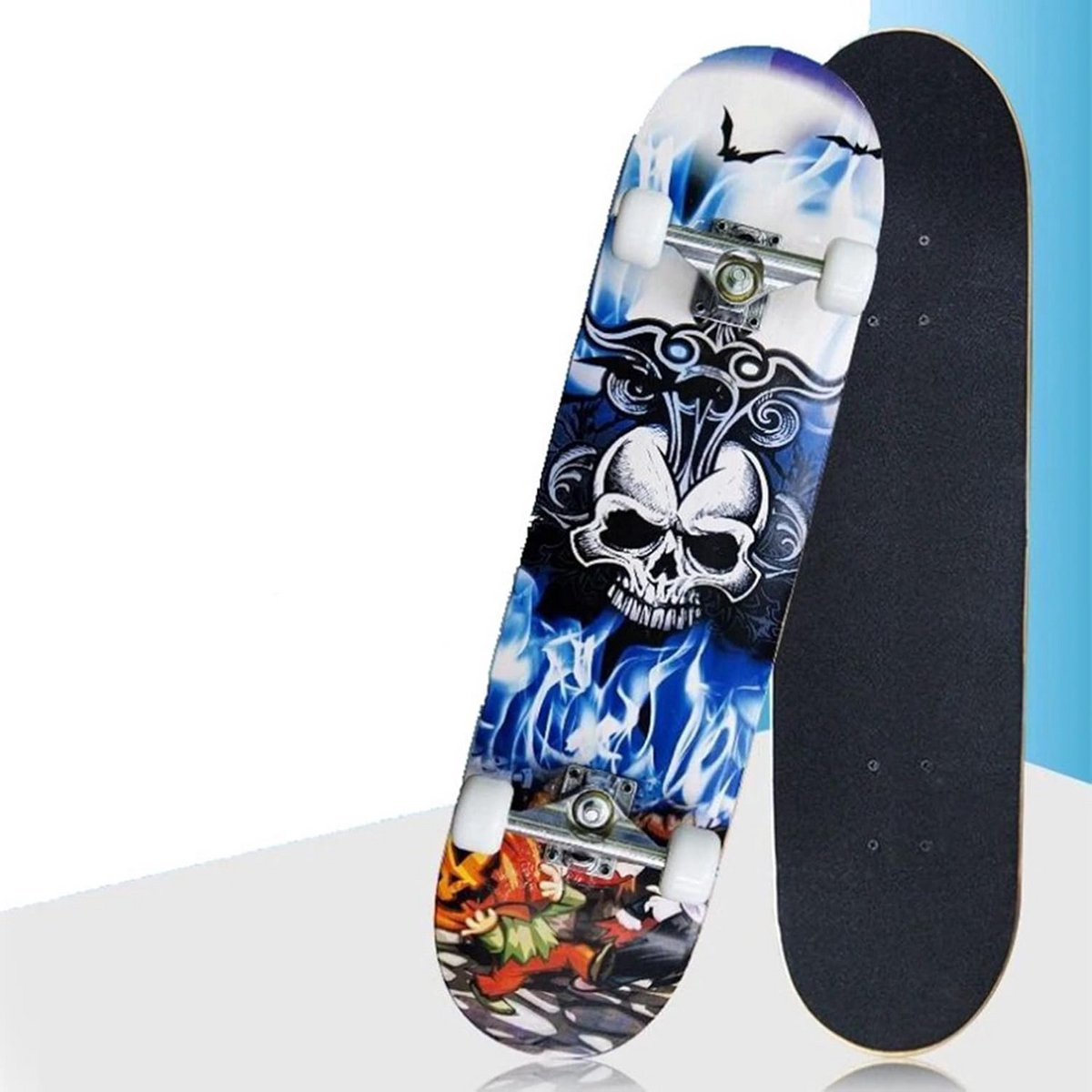 skateboard compleet longboard straat cruisen 7 lagen esdoorn 79x19 5cm skull patroon
