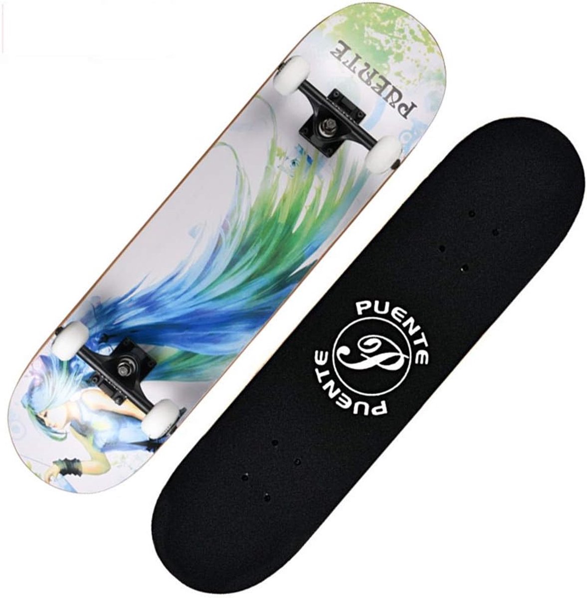 Skateboard - Cruiser deck - Buiten sporten - 8 lagen esdoorn - 31 inch - Zwart patroon Skateonderdeel kopen online