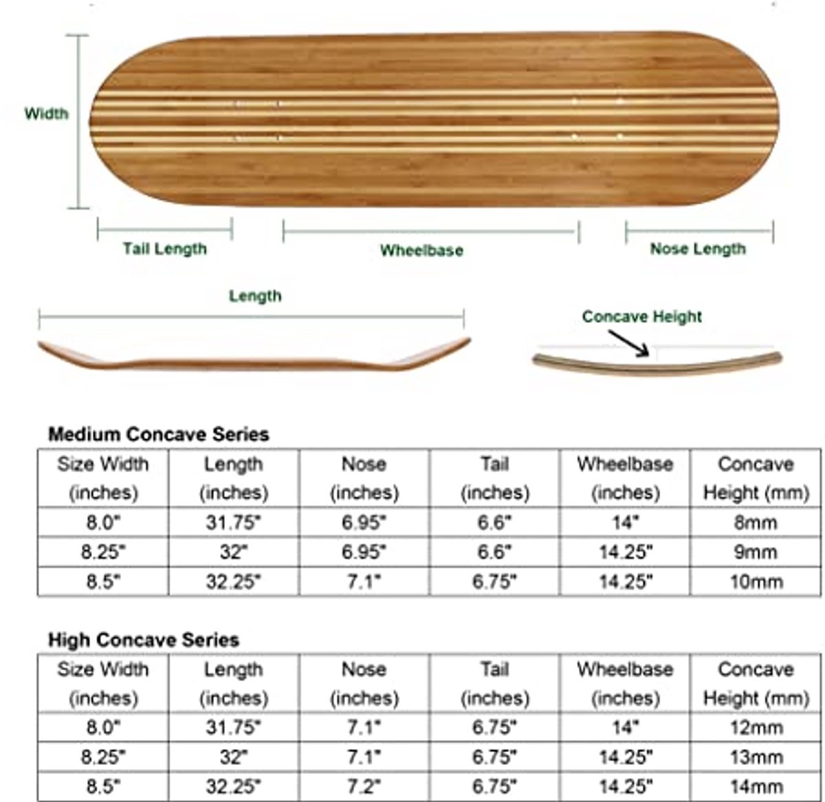Skateboard Deck - Bamboe Board - Street Skate - Innovatieve Constructie - Medium 8.25" - Bruin Skateonderdeel kopen online