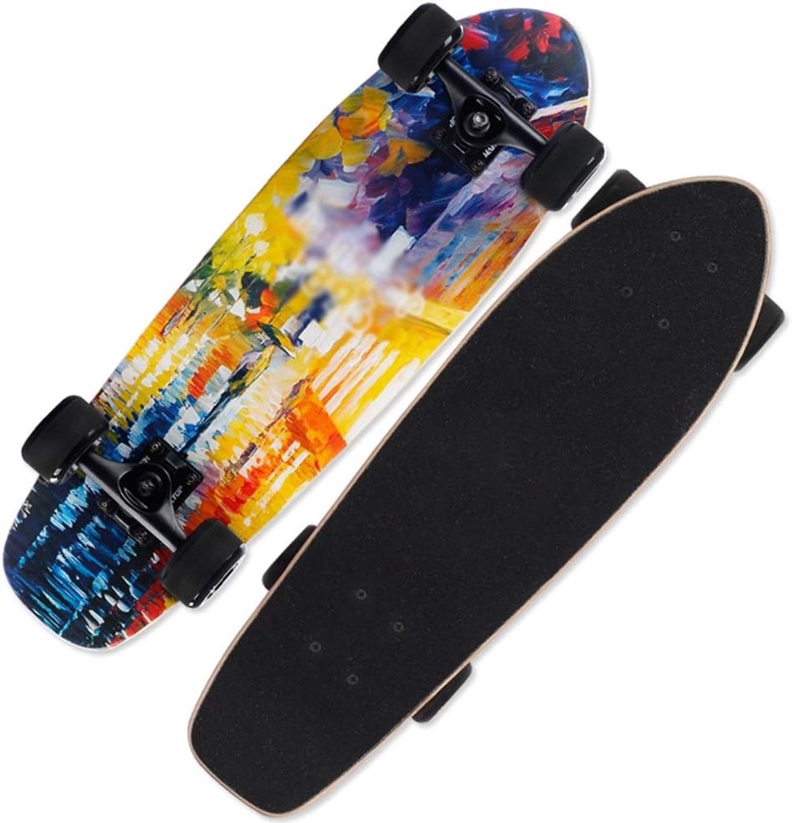 Skateboard Deck Cruiser - Surfboard Board - Street Skatepark - Dubbele Kick Concave - 27 inch - Fantasy City Skateonderdeel kopen online