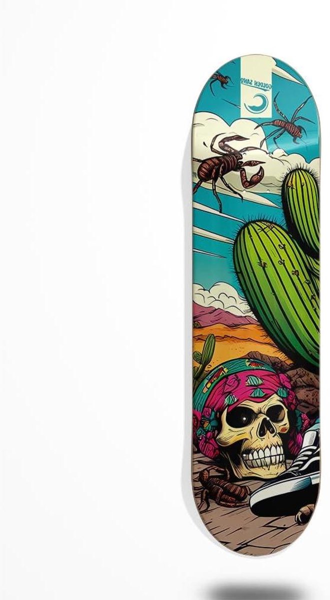 Skateboard Deck - Houten Plank - Street Skaten - Desertica Skull Design - 8.5 Inch - Multicolor Skateonderdeel kopen online