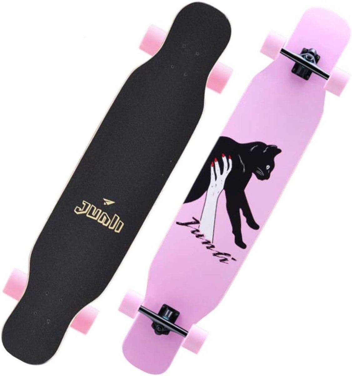 skateboard deck longboard cruiser outdoor sport dubbele kick 108 cm bruin