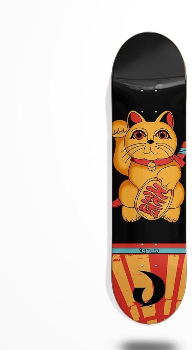 Skateboard Deck - Plank Board - Street Skaten - Japan Gold Lucky Cat - 8.5 Inch - Goud Skateonderdeel kopen online