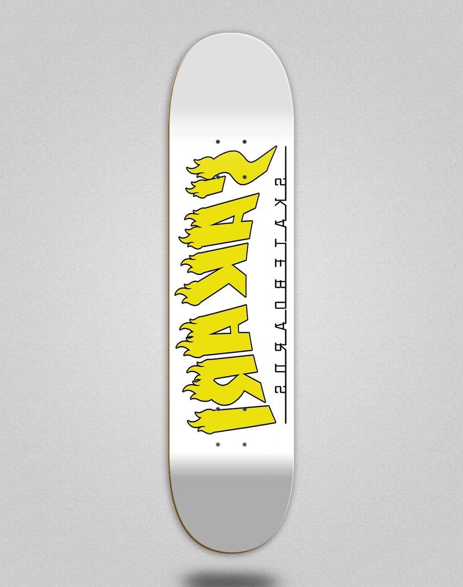 Skateboard Deck - Plank - Street Skating - Vlammen Design - 8.25 inch - Wit Geel Skateonderdeel kopen online