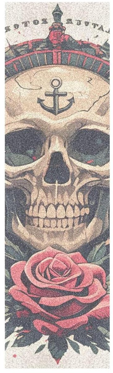 Skateboard Griptape - Stevig Board - Veilig Skaten - Scheurvast Materiaal - 84 x 23 cm - Schedel Rozen Skateonderdeel kopen online