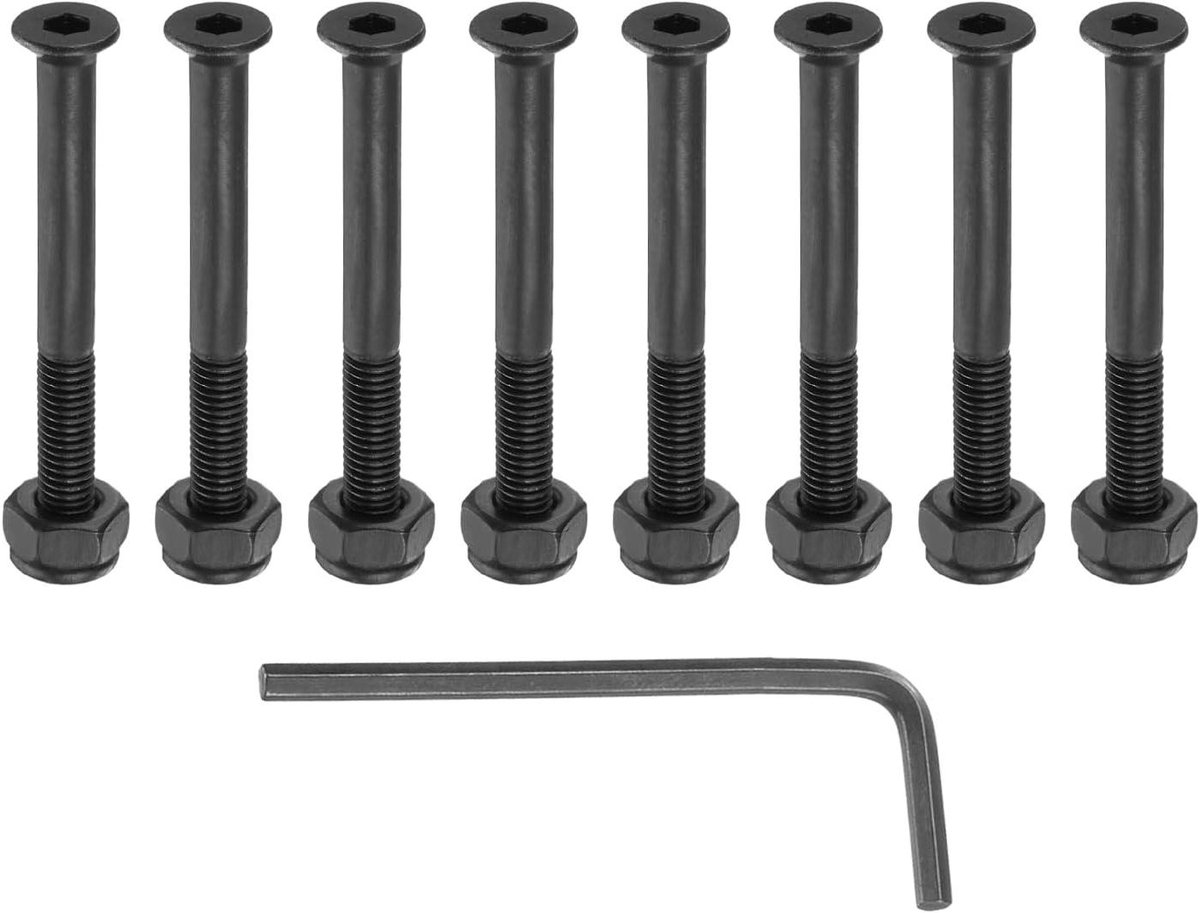 Skateboard Hardware Bouten - Truck Schroeven Moeren - Skateboard Onderhoud - Koolstofstaal Materiaal - 38 mm - Zwart Skateonderdeel kopen online