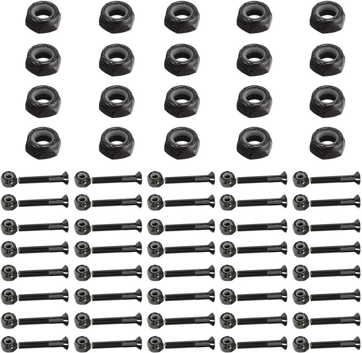 Skateboard Hardware Set - Moeren en Schroeven - Shortboard Montage - Universele Standaardmaat - 5/16-24 Inch - Zwart Skateonderdeel kopen online