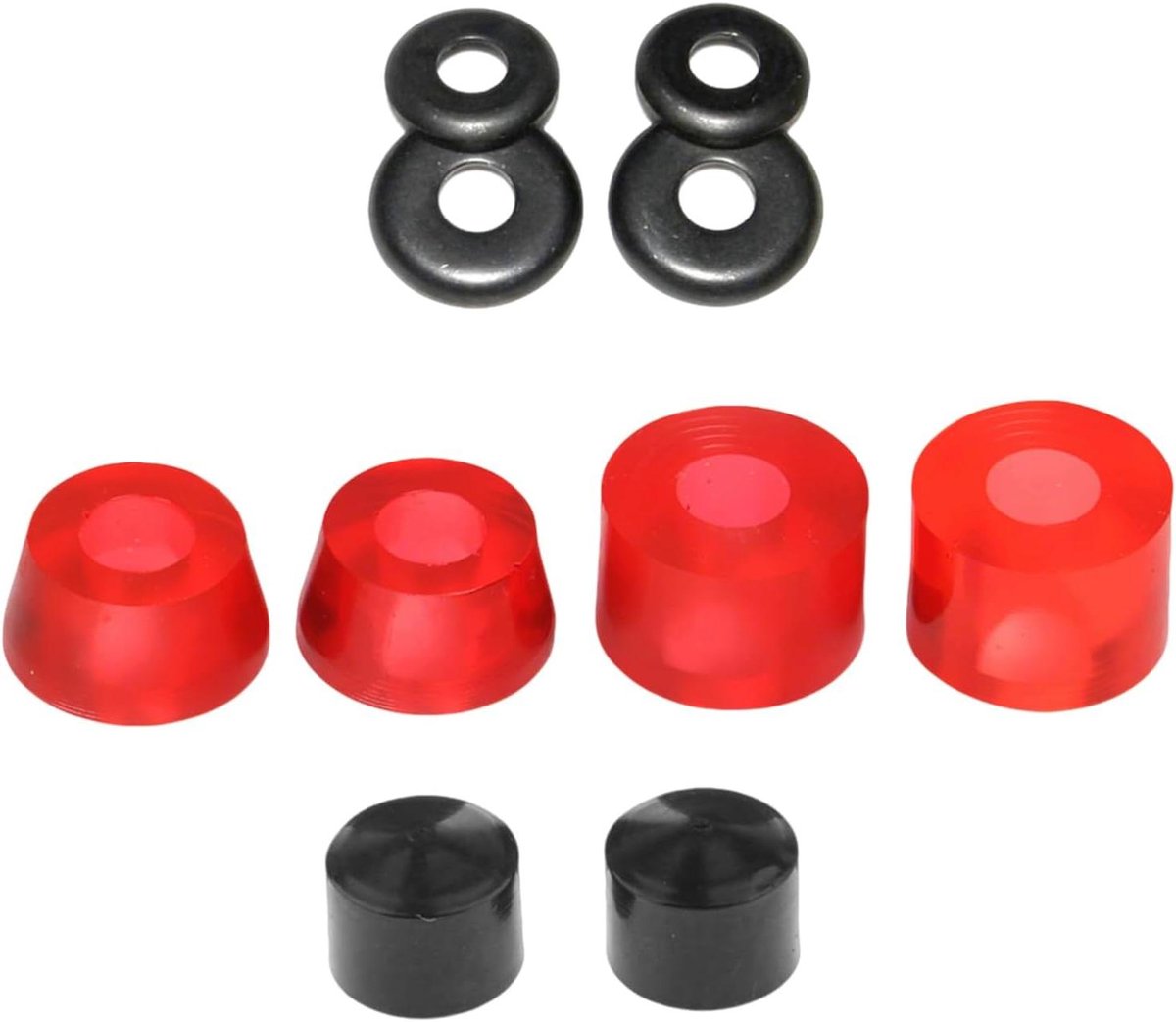 Skateboard Hulzen Set - Reserveonderdelen Skateboard - Skateboarden Verbeteren - Trillingscontrole Ontwerp - 16 mm diameter - Transparant Rood Skateonderdeel kopen online
