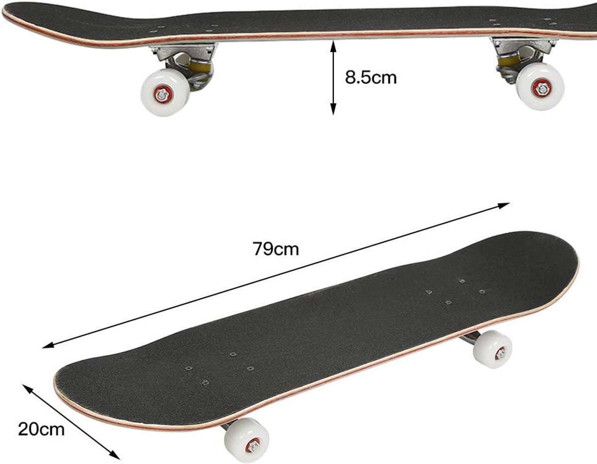 Skateboard Kinderen - Beginners Board - Straat Gebruik - 7 Laags Esdoorn Hout - 79 x 20 x 8.5cm Skateonderdeel kopen online